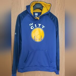 Golden State Warriors  Mens Blue Hoodie with Yellow City Graphic Logo